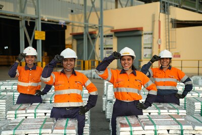 Hindustan Zinc employees with ingots