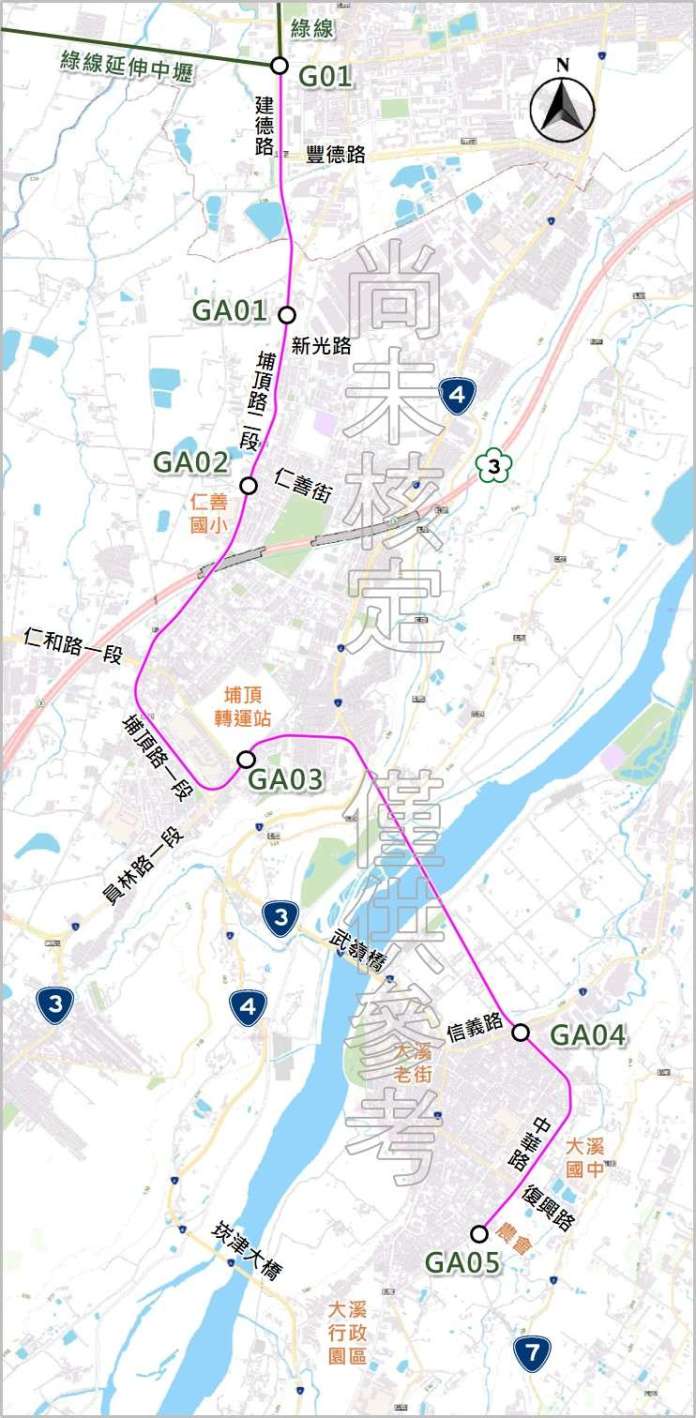 桃園捷運綠延大溪5度遭交通部退回 審計處點名捷工局規劃未盡周妥 1140728綠延大溪路線圖宣傳單